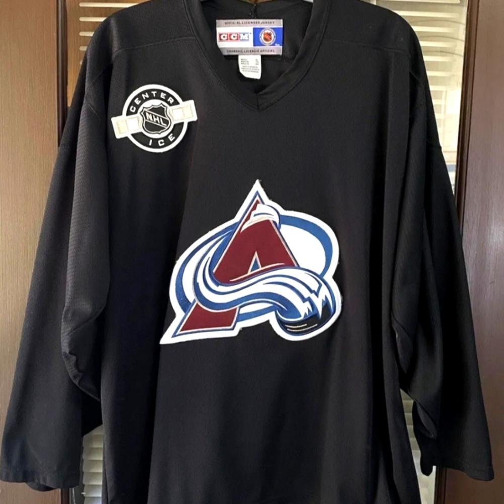 Vintage Colorado Avalanche ALL BLACK RARE CCM NHL Hockey Jersey Vtg Starter